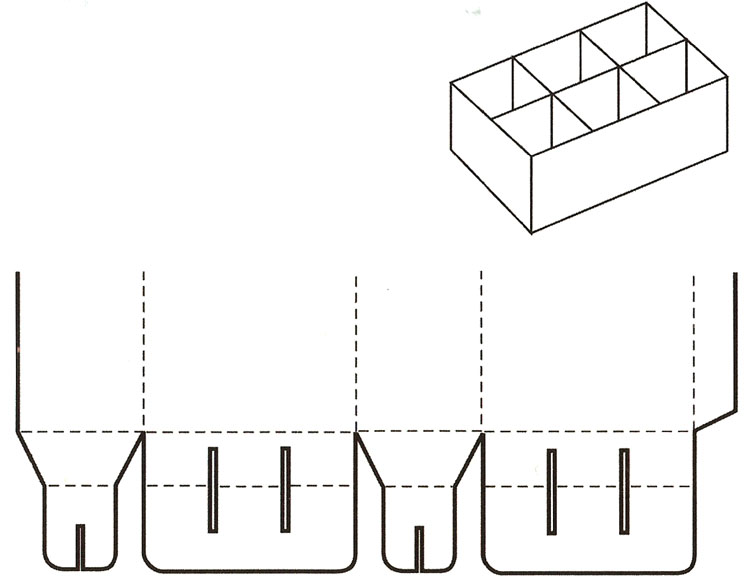 間壁封底式結(jié)構(gòu)包裝盒設(shè)計(jì)圖